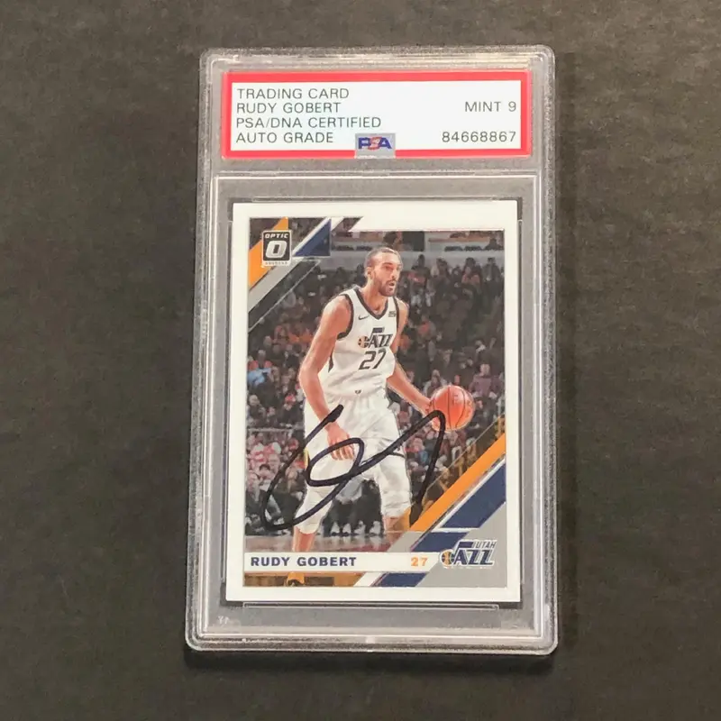 2019-20 NBA Panini Donruss #89 Rudy Gobert Signed Card AUTO PSA Slabbed Jazz