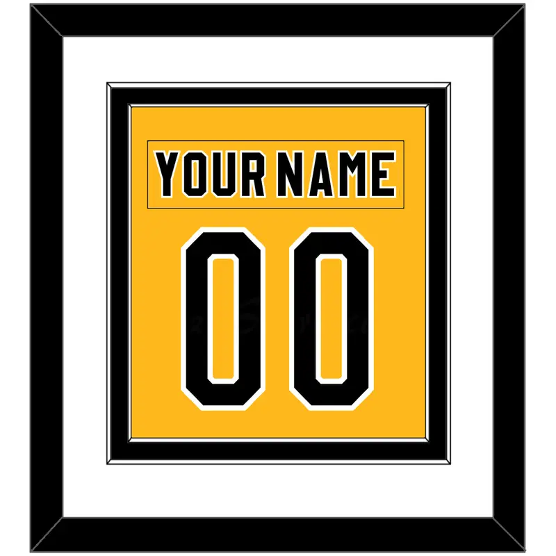Pittsburgh Nameplate & Number (Back) Combined - Alternate Gold (1980-1981) - Double Mat 1