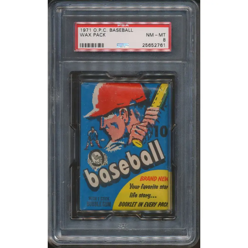 1971 OPC O-Pee-Chee Baseball Unopened Wax Pack PSA 8