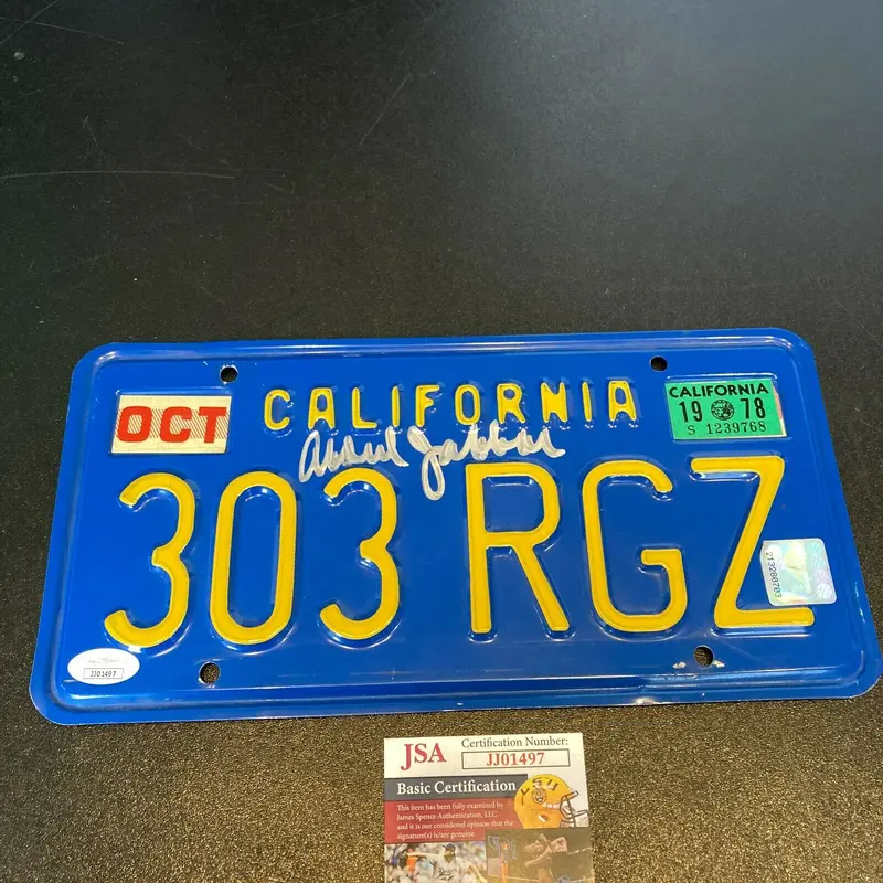 Kareem Abdul Jabbar Signed Personal 1978 California Car License Plate JSA COA