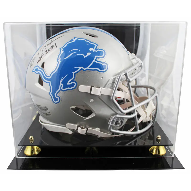 Lions Barry Sanders "HOF 04" Signed Full Size Speed Proline Helmet W/ Case BAS W