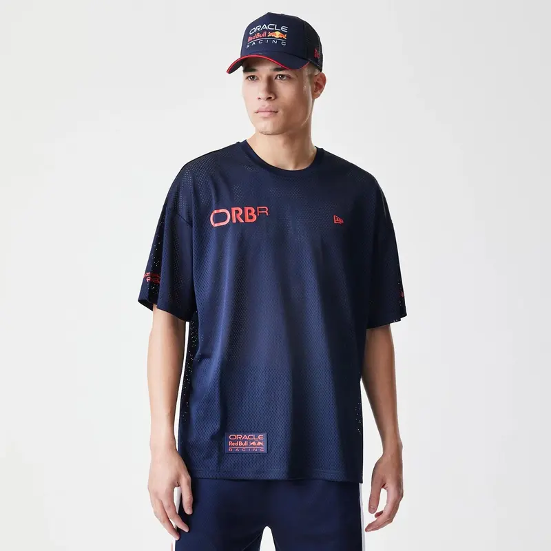 Red Bull Racing Graphic Mesh Dark Blue Oversized T-Shirt
