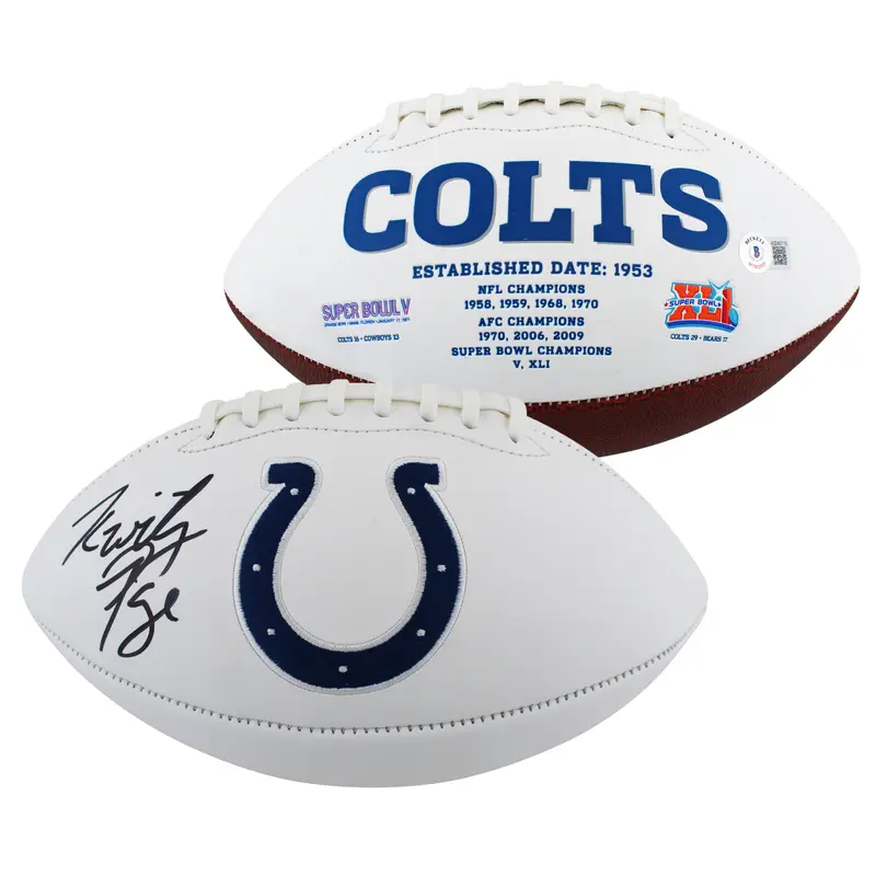 Colts Kwity Paye Authentic Signed White Panel Logo Football BAS Witnessed