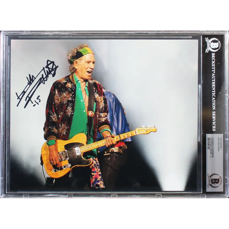 Keith Richards Rolling Stones Authentic Signed 8x10 Photo Auto 10! BAS Slabbed