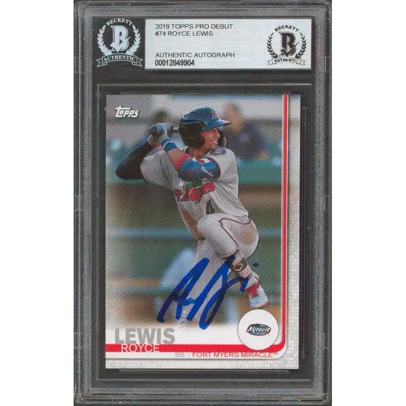 Twins Royce Lewis Authentic Signed 2019 Topps Pro Debut #74 RC BAS Slabbed