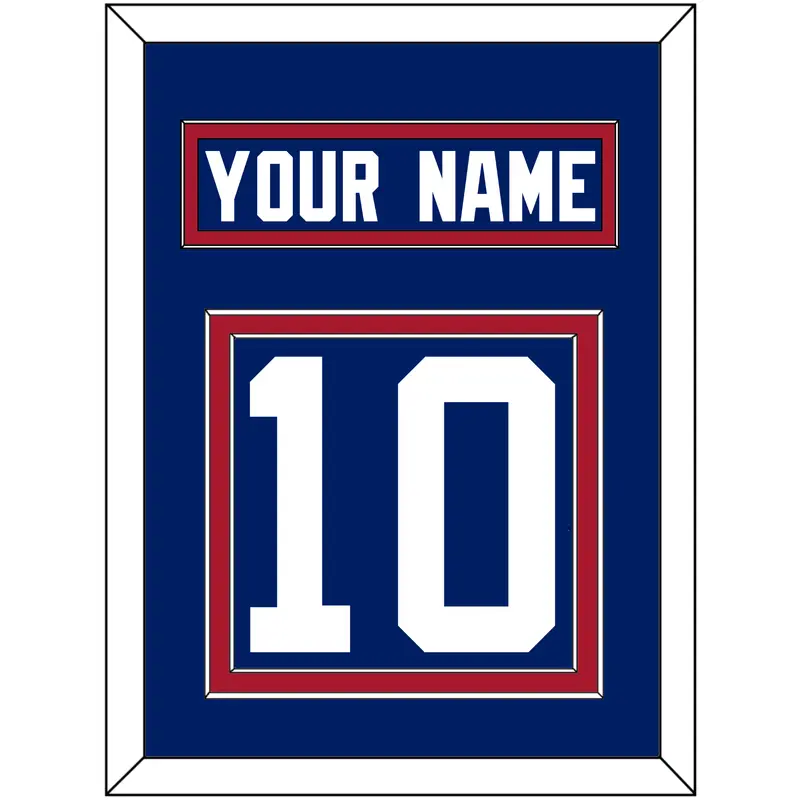 New York Nameplate & Number (Back) - Home Blue - Double Mat 2