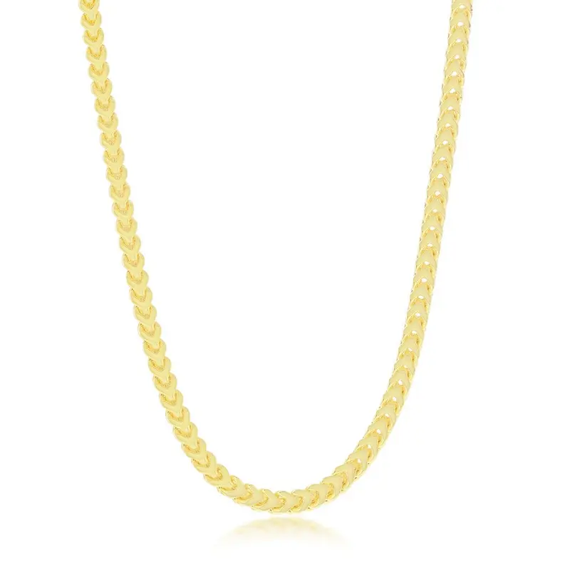 Sterling Silver 3mm Franco Chain (100 Gauge) - Gold Plated