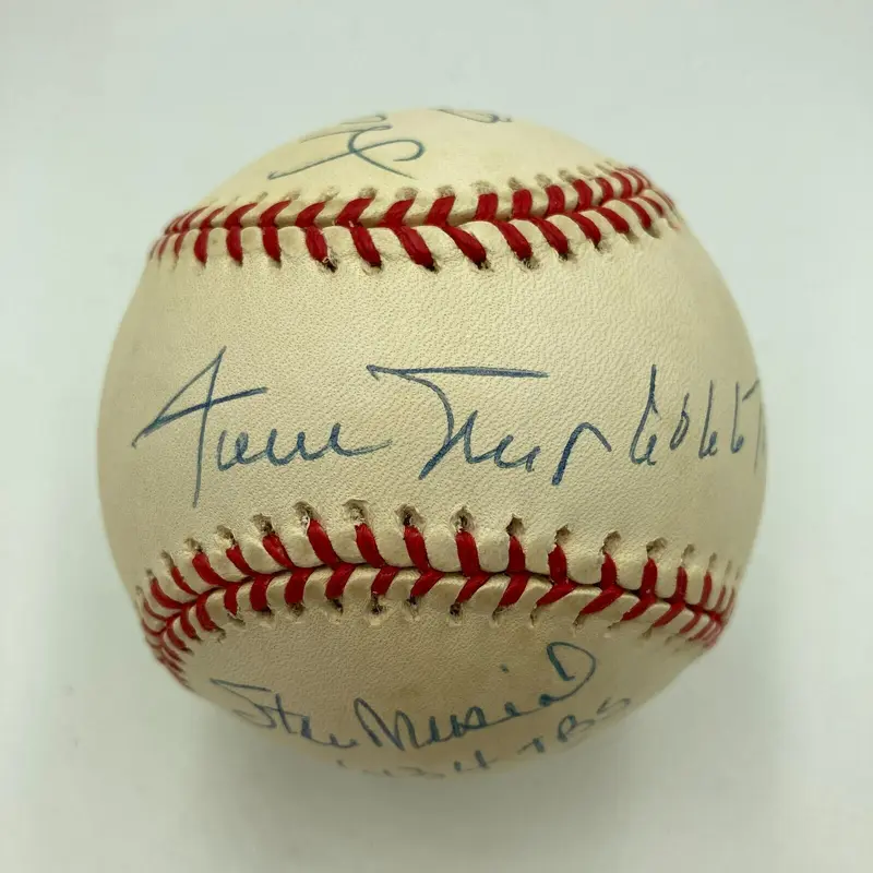 Willie Mays Hank Aaron Stan Musial Total Baseball Signed Inscribed Baseball JSA