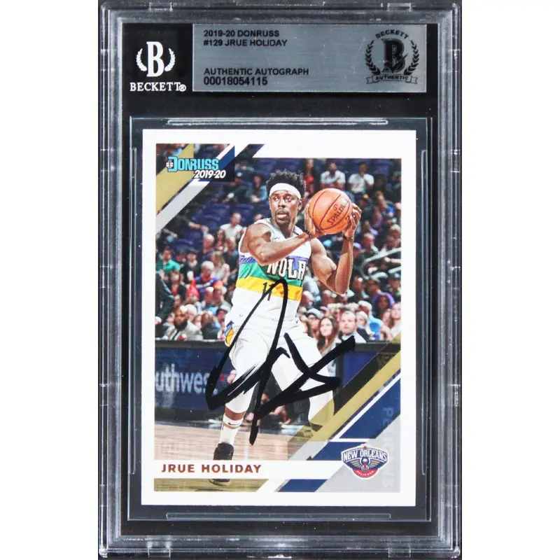 Pelicans Jrue Holiday Authentic Signed 2019 Donruss #129 Card BAS Slabbed
