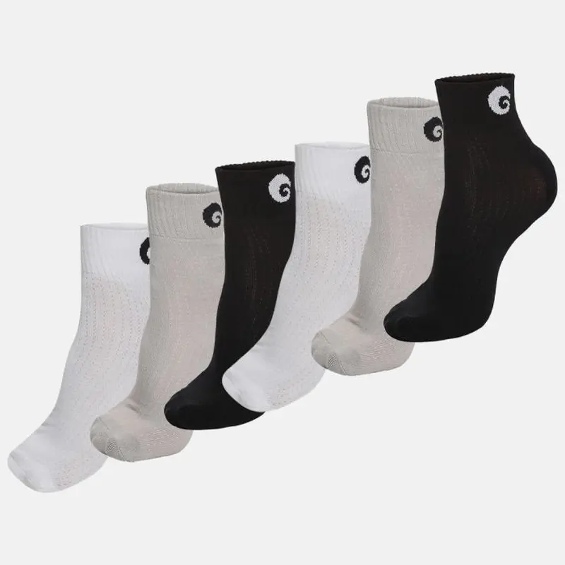 Performance Socks White Grey Black Ankle Size Pack of 6 Omtex | Kibi Sports