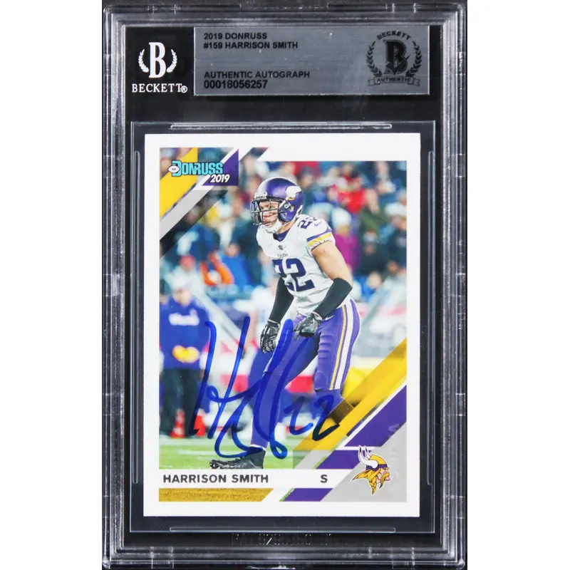 Vikings Harrison Smith Authentic Signed 2019 Donruss #159 Card BAS Slabbed