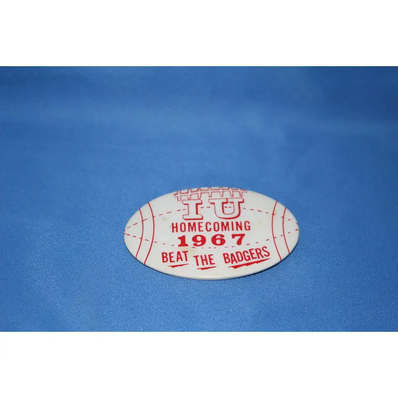1967 Indiana University Homecoming Football Shaped Pinback Button