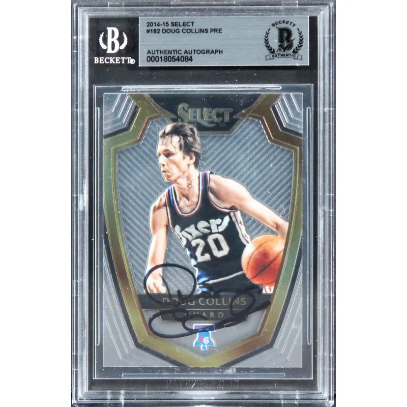 76ers Doug Collins Authentic Signed 2014 Select #182 Card BAS Slabbed