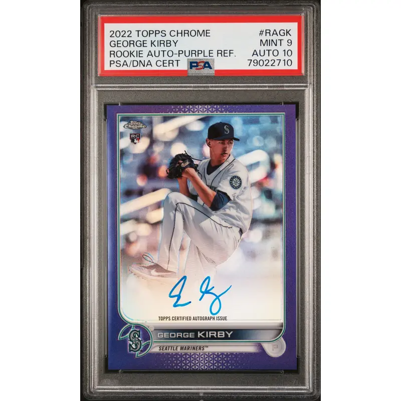 George Kirby 2022 Topps Chrome Purple Refractor Auto #237/250 PSA 9 Auto 10