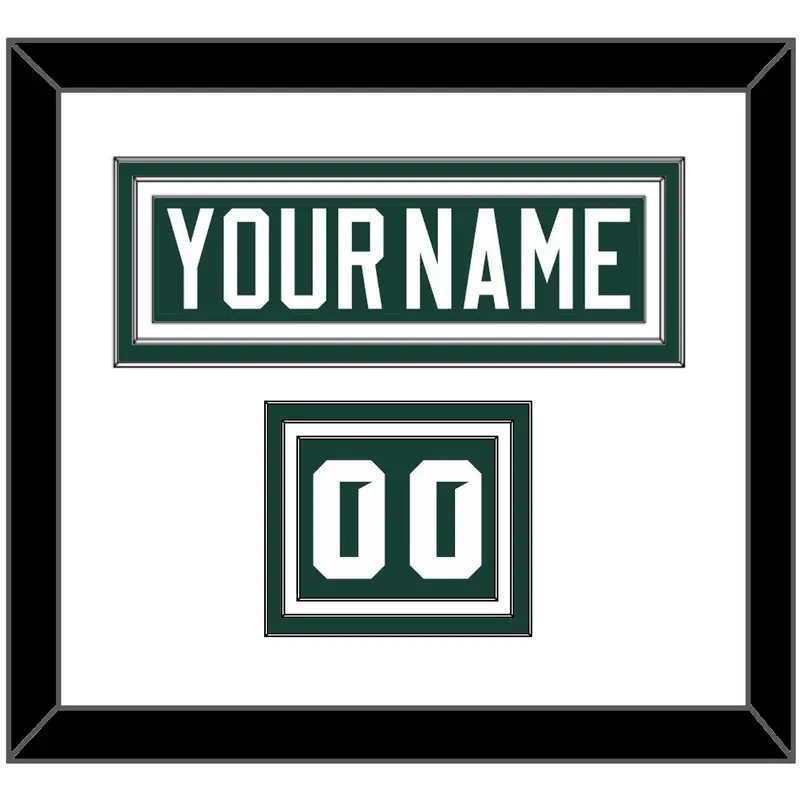 Michigan State Hockey Nameplate & Number (Shoulder) - Road Green (2017-2019) - Triple Mat 1