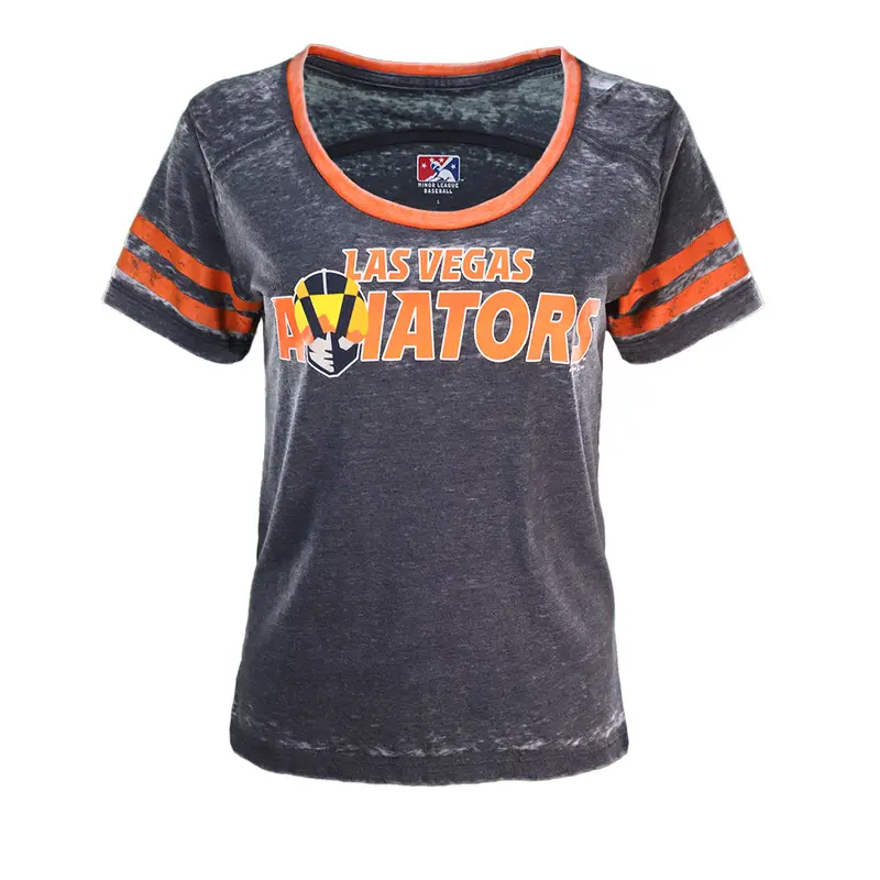 Women's New Era Wordmark Gray/Orange Varsity Short Sleeve T-Shirt
