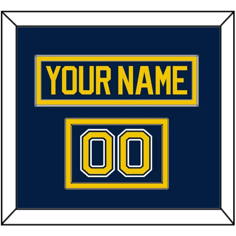 Michigan Hockey Nameplate & Number (Shoulder) - Road Blue (2021-2023) - Double Mat 2
