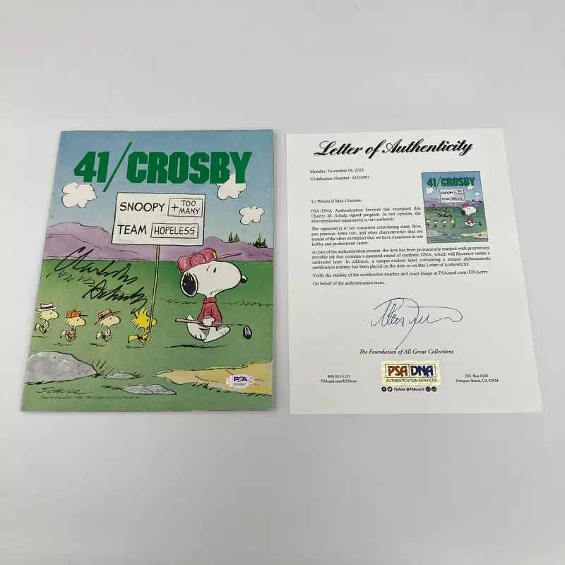 Charles Schulz Signed Golf Program Snoopy Peanuts PSA DNA COA