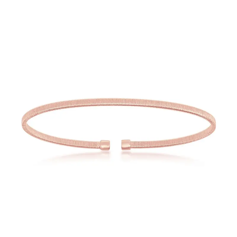 Sterling Silver Wire Designer Bangle, Bonded with 14K Rose Gold
