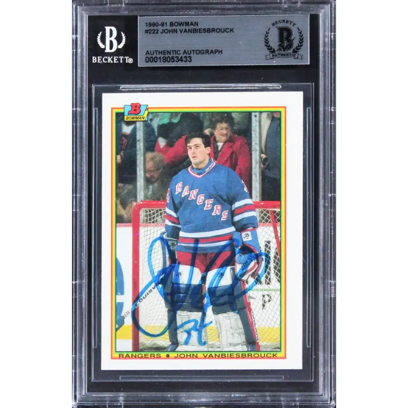 Rangers John Vanbiesbrouck Authentic Signed 1990 Bowman #222 Card BAS Slabbed