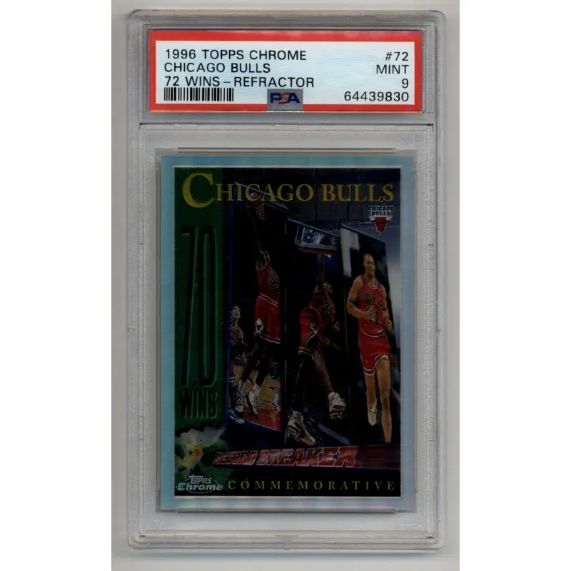 Chicago Bulls 1996-97 Topps Chrome 72 Wins Refractor #72 PSA 9 Mint