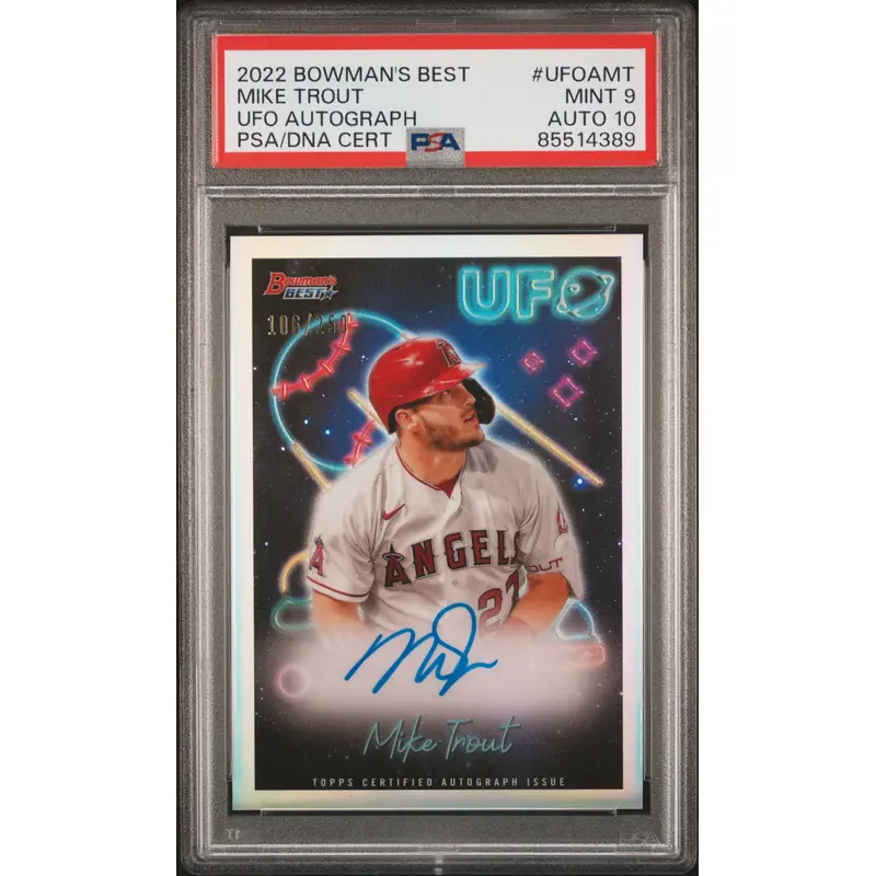 Mike Trout 2022 Bowmans Best UFO Autograph 106/260 PSA 9 Auto 10