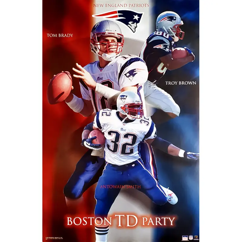New England Patriots "Boston TD Party" Poster (Brady, Brown, Smith) - Starline 2002