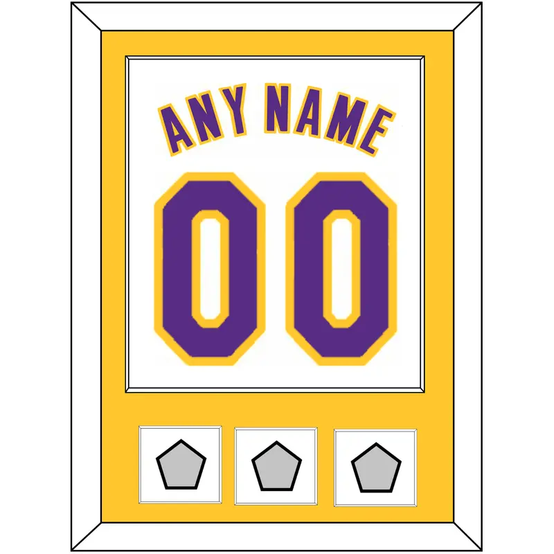 Los Angeles Name & Number With 3 Finals Patches - Alternate White (2002-2018) - Single Mat 2