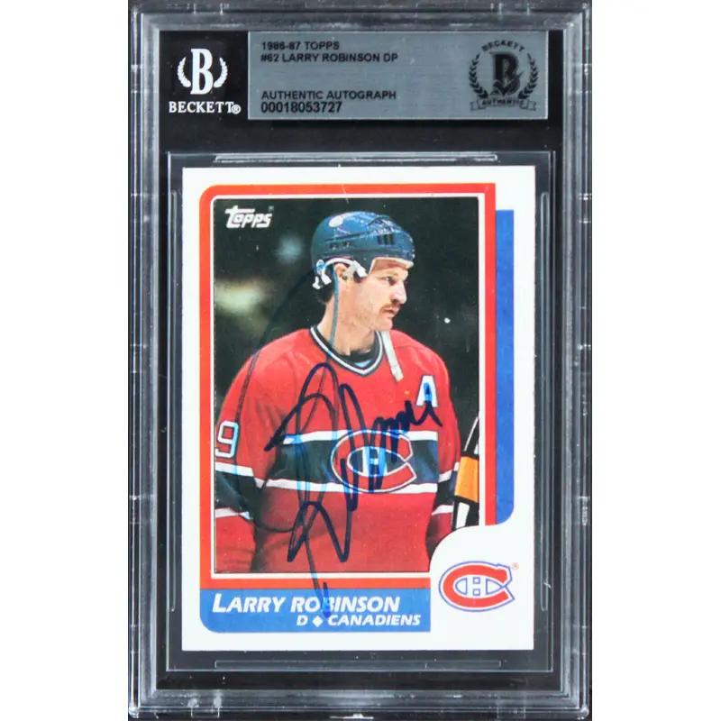 Canadiens Larry Robinson Authentic Signed 1986 Topps #62 Card BAS Slabbed