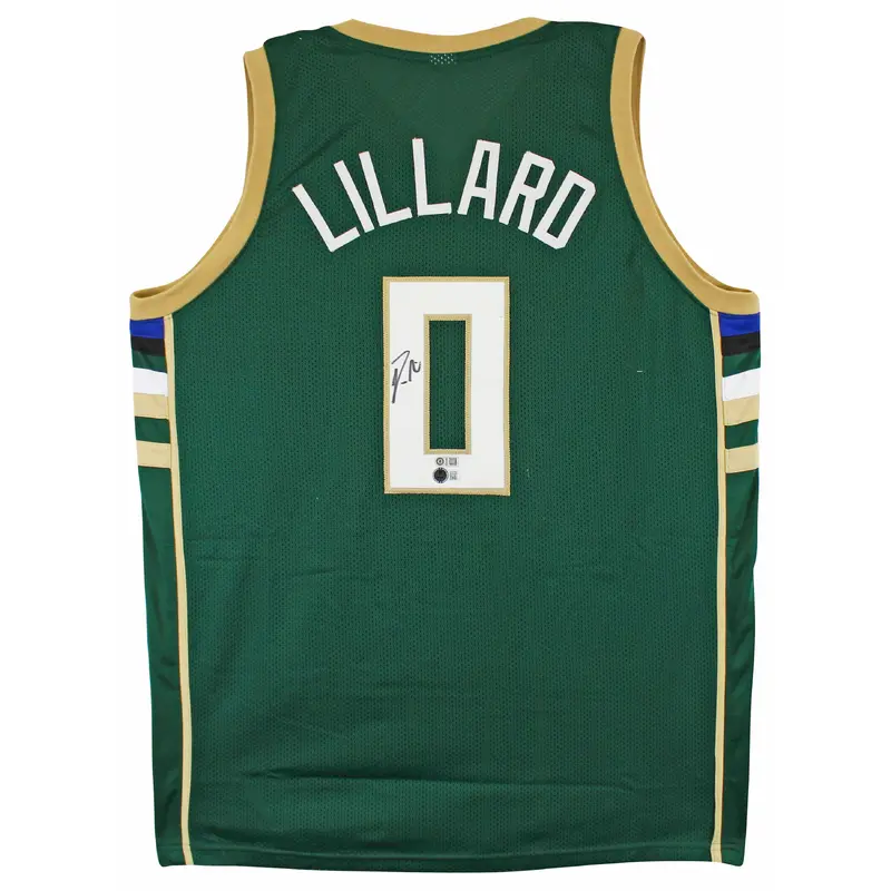 Damian Lillard Authentic Signed Green Pro Style Jersey Autographed BAS Witnessed