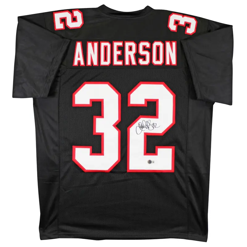Jamal Anderson Authentic Signed Black Pro Style Jersey Autographed BAS Witnessed