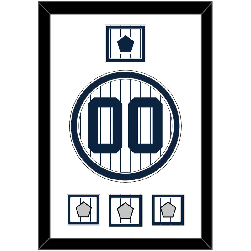 New York Number, NY Logo Patch & 3 World Series Jersey Patches - Pinstripes - Double Mat 1