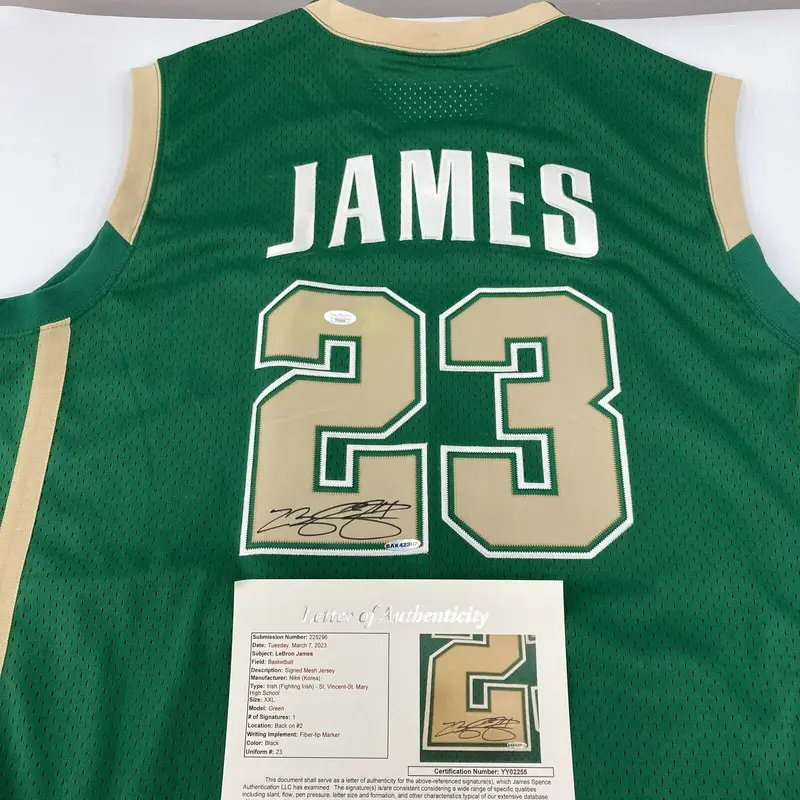 LeBron James Rookie Signed St. Vincent Nike High School Jersey UDA & JSA COA
