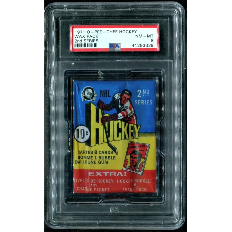1971/72 OPC O-Pee-Chee Hockey Unopened Ser 2 Wax Pack PSA 8