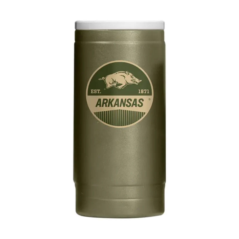Arkansas  Badge Powder Coat Slim Can Coolie
