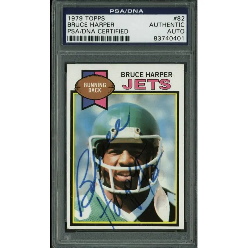 Jets Bruce Harper Authentic Signed Card 1979 Topps #82 PSA/DNA Slabbed