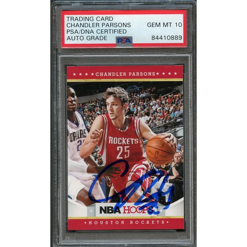 2012 13 NBA Hoops #252 Chandler Parsons Signed Card AUTO 10 PSA/DNA Slabbed Rockets
