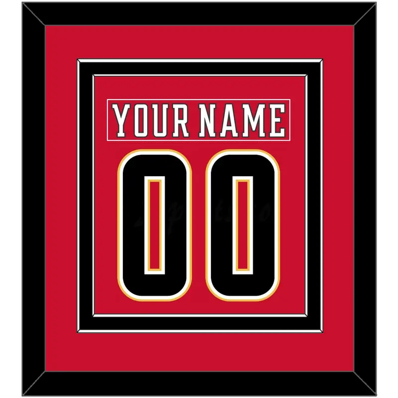 Calgary Nameplate & Number (Back) Combined - Home Red (2017-2020) - Double Mat 4