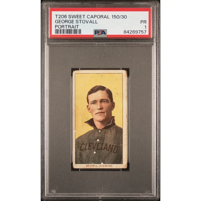 George Stovall 1909-11 T206 Sweet Caporal 150/30 Portrait PSA 1 Poor