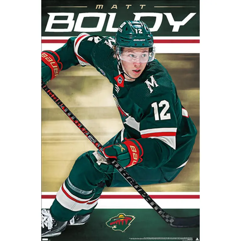 Matt Boldy "Superstar" Minnesota Wild NHL Hockey Action Poster - Costacos Sports