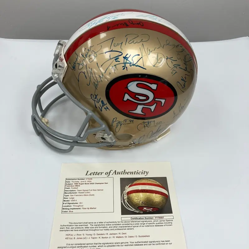 1994 San Francisco 49ers Super Bowl XXIX Champs Team Signed Game Helmet JSA COA