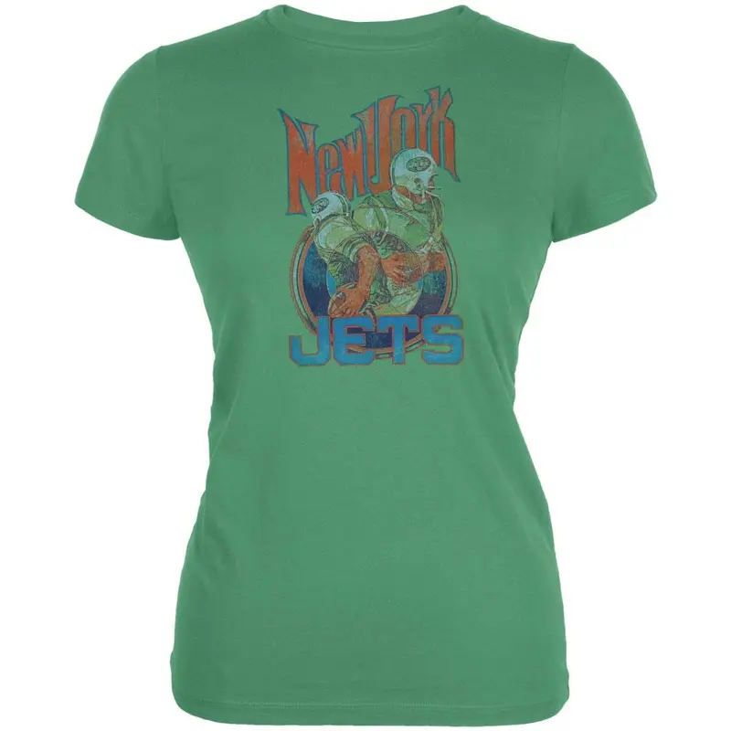 New York Jets - Throwback Design Juniors Green T-Shirt