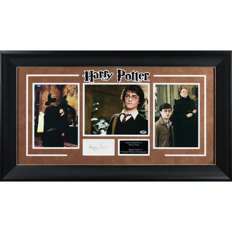 Daniel Radcliffe & Maggie Smith Harry Potter Signed Framed Display BAS #AE09586