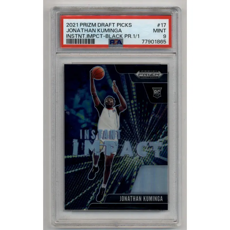 Jonathan Kuminga 2021-22 Prizm Draft Picks Instant Impact Black 1/1 PSA 9 Mint