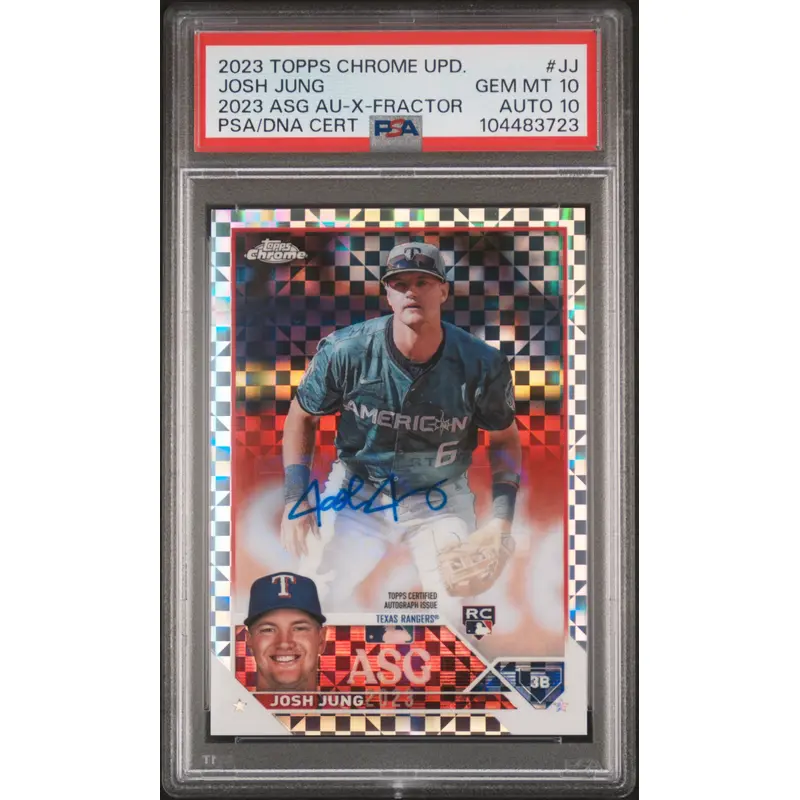 Josh Jung 2023 Topps Chrome All-Star X-Fractor Auto #124/125 PSA 10 Auto 10