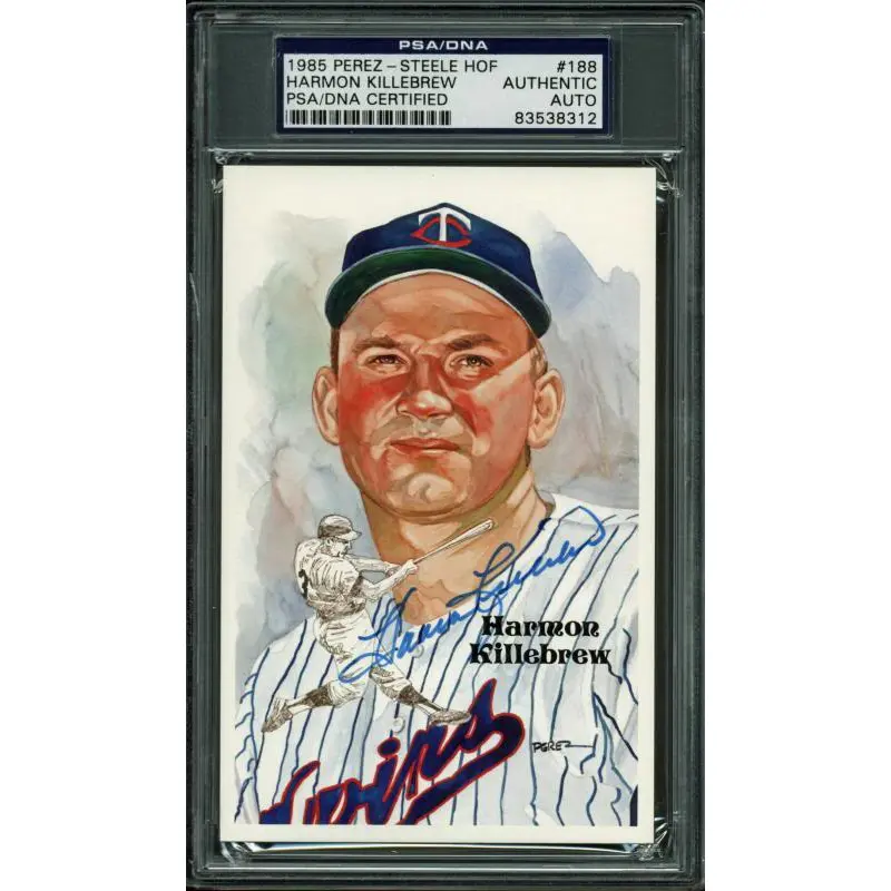 Twins Harmon Killebrew Signed 1985 Perez-Steele Postcard #188 PSA/DNA Slabbed