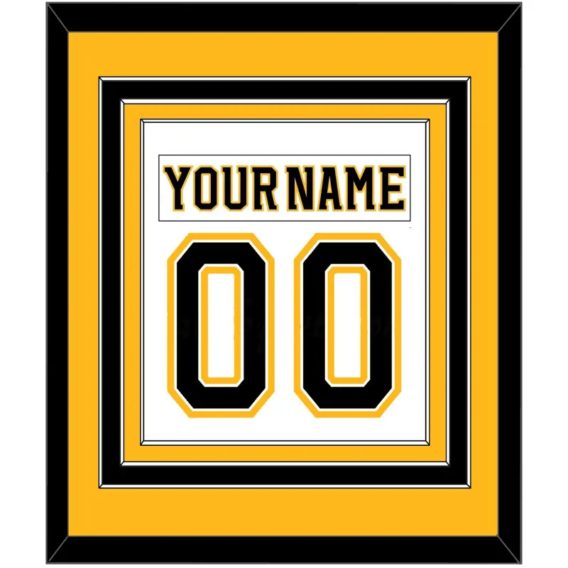 Boston Nameplate & Number (Back) Combined - Road White (2007-2017) - Triple Mat 3