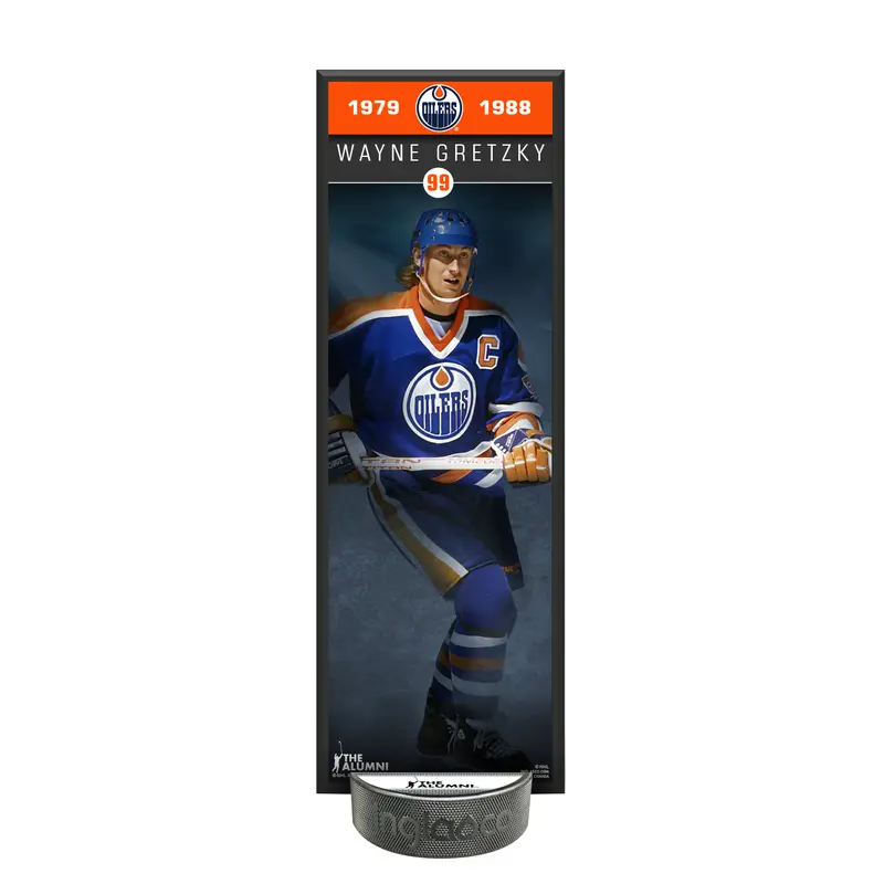 NHLAA Alumni Wayne Gretzky Edmonton Oilers Deco Plaque And Hockey Puck Holder Set