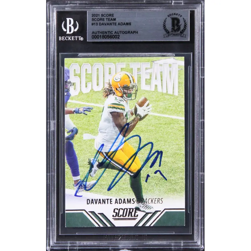 Packers Davante Adams Authentic Signed 2021 Score Team #13 Card BAS Slabbed