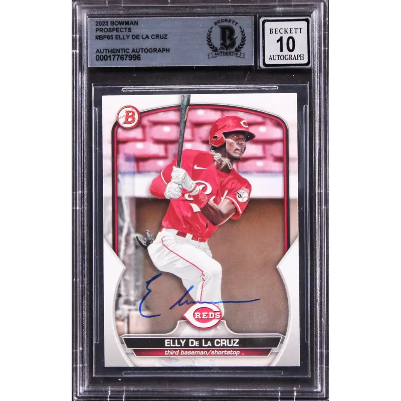 Reds Elly De La Cruz Signed 2023 Bowman Prospects #BP65 RC Card Auto 10 BAS Slab